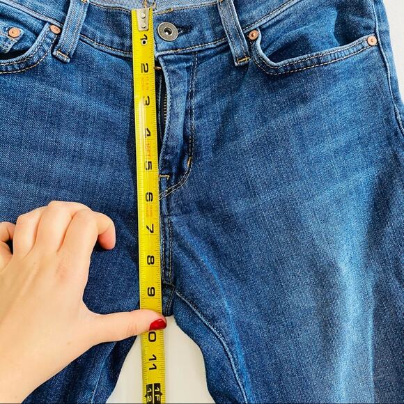 PRINCIPLE Blue  Wash Raw Step Hem Denim Skinny Ankle High Rise Denim Jeans 28 - Picture 8 of 9